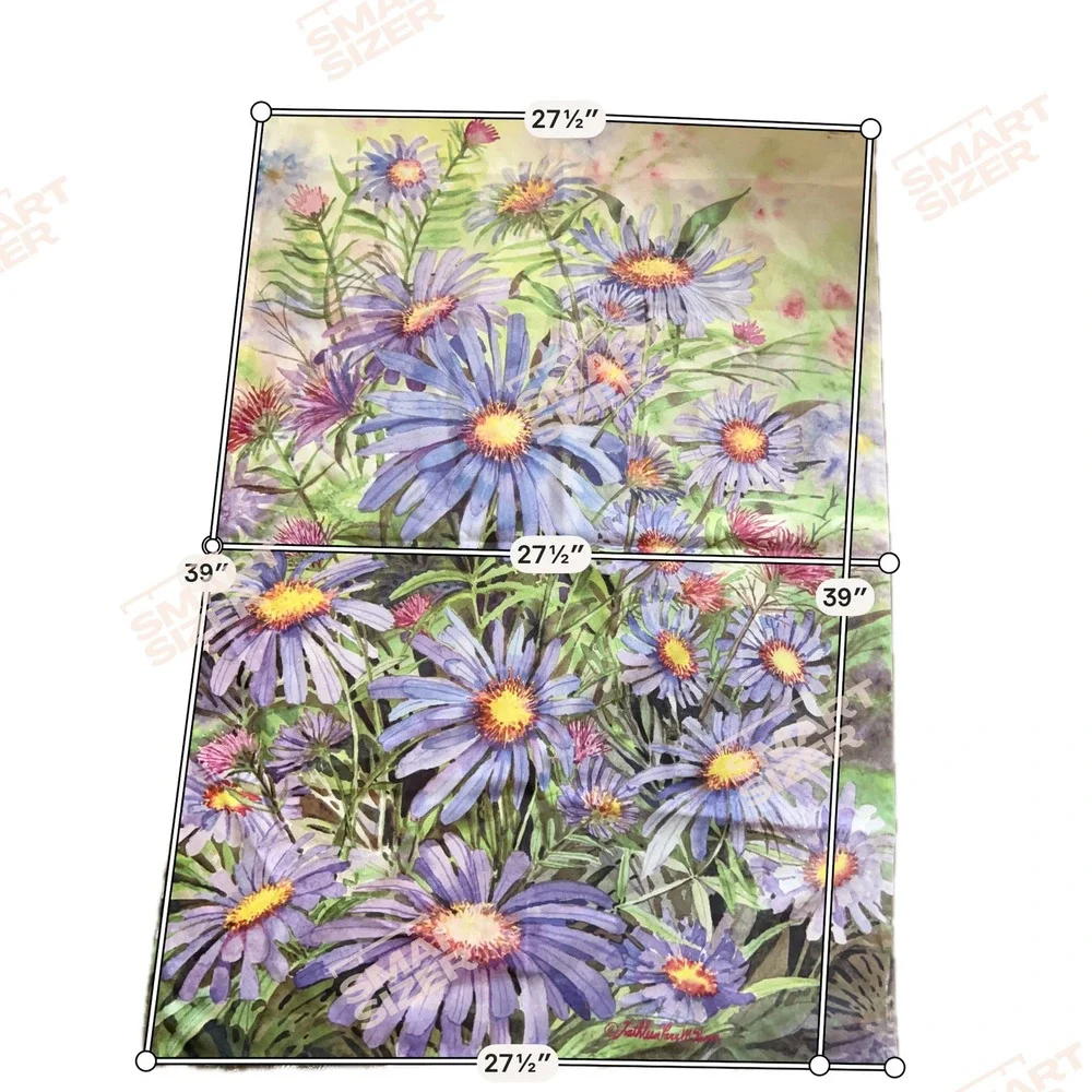 Kathleen‎ Parr McKenna Purple Aster Watercolor Floral Garden Flag Banner 28x39